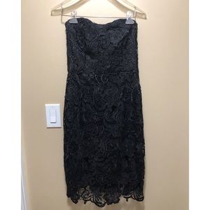 Black organza strapless dress